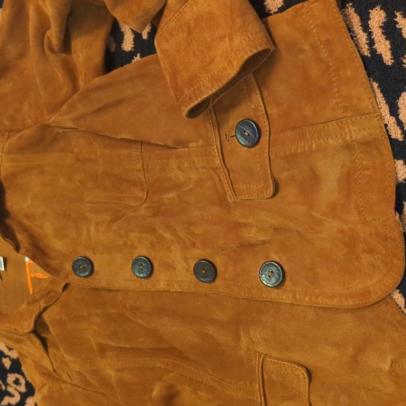 Talbots petite brown camo leather coat - Picture 2 of 9